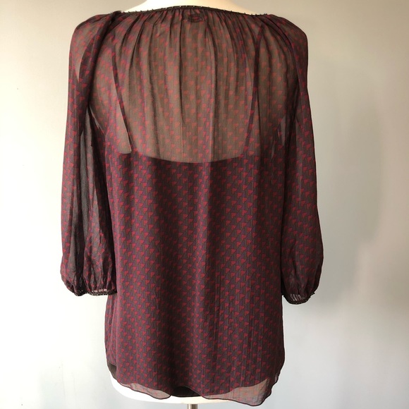 Leon Max Sheer Blouse Burgundy Medium w/ Camisole - Picture 4 of 13